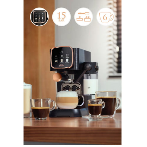 Arzum OKKA Solo M Semi-Automatic Espresso Machine - Black and Copper Model OK0032-0400