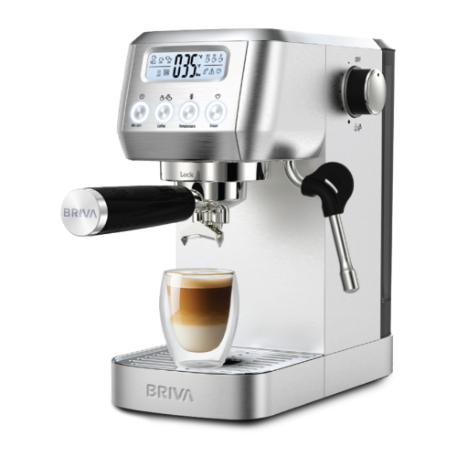 Professional Mocha Plus Espresso Coffee Machine – 20 Bar Pressure – Prepares All Coffee Types with Steam Wand and LCD Display