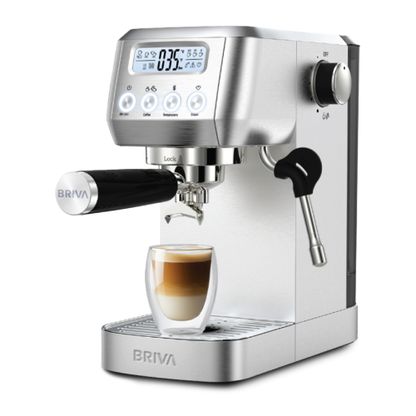 Professional Mocha Plus Espresso Coffee Machine – 20 Bar Pressure – Prepares All Coffee Types with Steam Wand and LCD Display