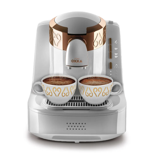 Arzum OKKA Turkish Coffee Maker - White and Copper, Model OK001/WHITE, 710W