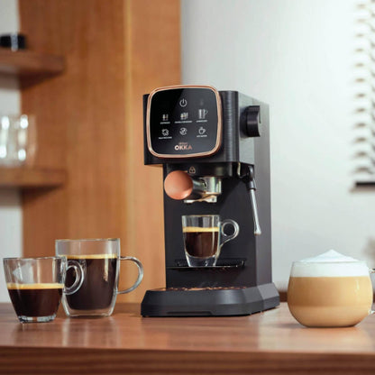 Arzum OKKA Solo Semi-Automatic Espresso Machine - Black and Copper - Model OK0034-0400