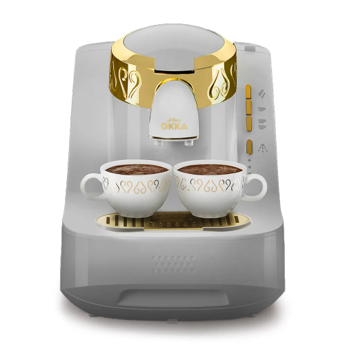 Arzum Okka Automatic Turkish Coffee Machine - White/Gold - Model OK008-B, 710 Watts