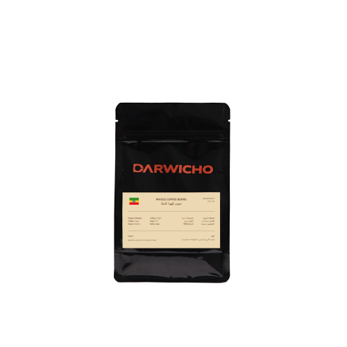 قهوة درويتشو إثيوبية أرابيكا – حبوب كاملة 250 جم – تحميص متوسط بنكهات فاكهية وزهرية فاخرة